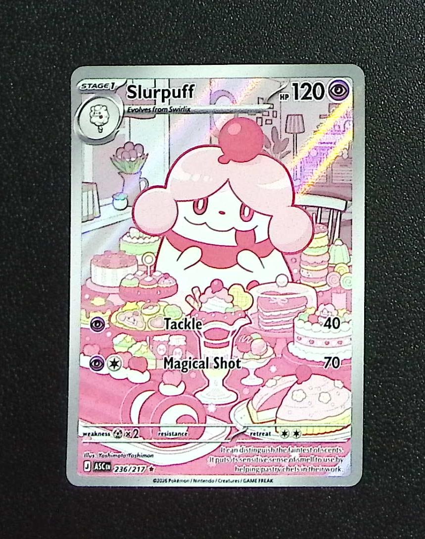 Pokemon Ascended Heroes Slurpuff Illustration Rare #236: Pokemon Trading Card Game Cards, Charizard, Pikachu, Mewtwo, Reverse Holo, Holo Rare, Secret Rare Cards, Full Art Cards, Eevee, Ultra Rare Card, Illustration Rare, Special Illustration Rare SIR