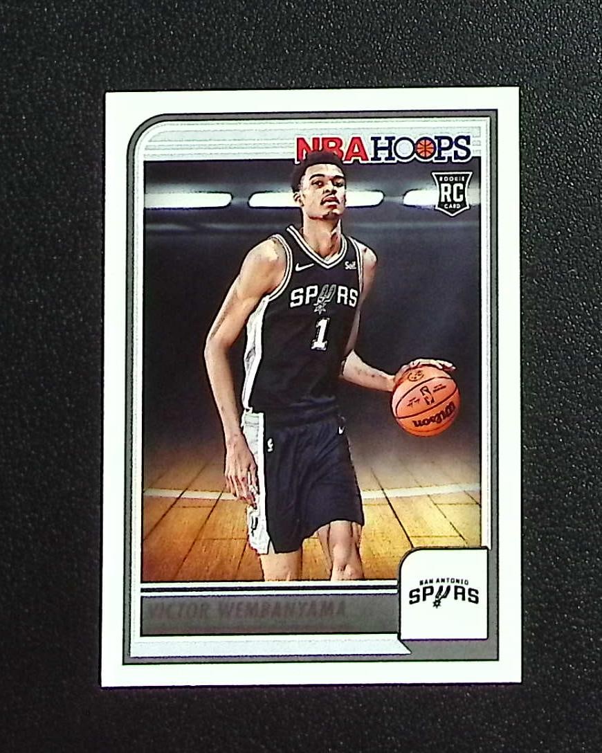Victor Wembanyama Rookie Card 2023-24 Panini NBA Hoops #277 San Antonio Spurs: Panini, Donruss Optic, Donruss Select, Prizm, Mosaic, Contenders, Revolution, Phoenix, NBA Hoops, Rookie NFL Sports Trading Cards, Silver, SP, SSP, Wave Prizms, Numbered Cards, Basketball sports Cards