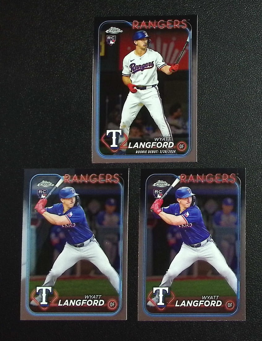 Lot of 3 Wyatt Langford Rookie Cards 2024 Topps Chrome Update #USC35 (2), #USC37: Topps, Bowman, & Fanatics Baseball MLB Trading & Sports Cards, Sports Cards for Sale Near Me, World Series & Hall of Fame Players Memorabilia, Refractors, X-Fractors, Numbered, SP, SSP, Valuable Aucti