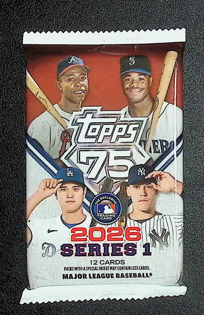 2026 Topps Series 1 Baseball 75th Anniversary BLASTER BOX PACK: Factory Sealed Topps Baseball MLB Trading & Sports Cards, Speckled, SP, SSP, Variations, Autographs, Chrome, Refractors, 1976 Topps, Sports Cards for Sale Near Me, Valuable Auction Lots for Sale on Li