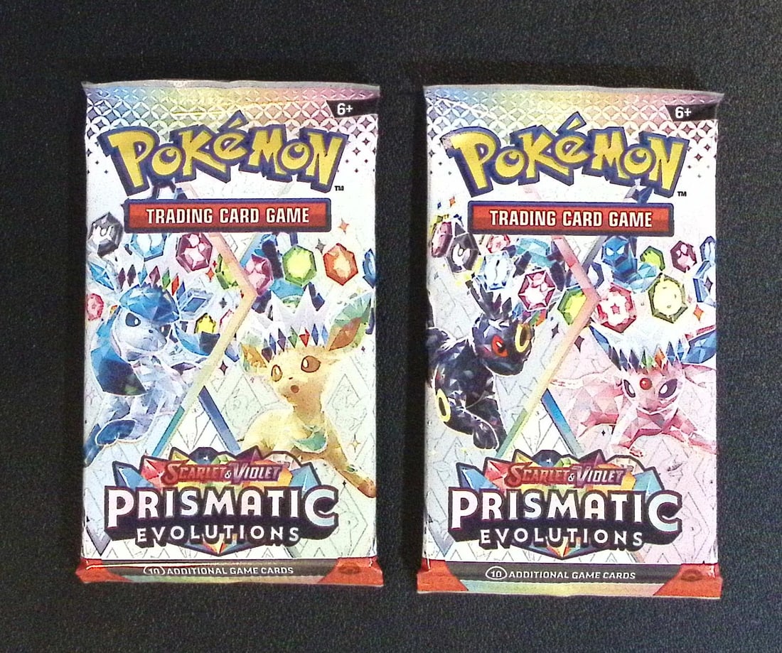 Lot of 2 Pokemon Prismatic Evolutions Booster Packs: Pokemon Trading Card Game Cards, Charizard, Pikachu, Mewtwo, Reverse Holo, Holo Rare, Secret Rare Cards, Full Art Cards, Eevee, Ultra Rare Card, Illustration Rare, Special Illustration Rare SIR