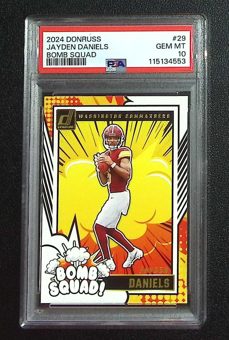 Jayden Daniels Rookie Card Bomb Squad 2024 Donruss #29 PSA 10 Commanders (1 of 2)