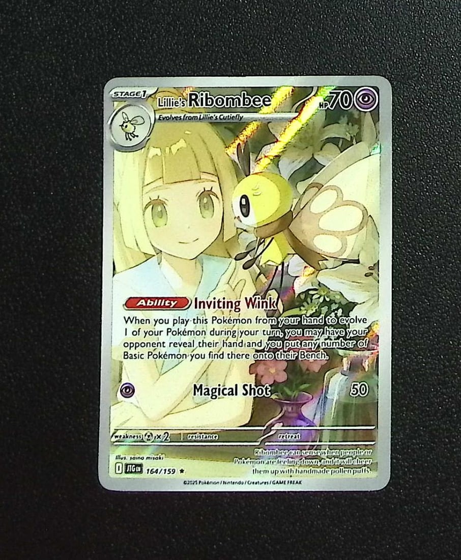 Pokemon Journey Together Lillie's Ribombee Illustration Rare #164: Pokemon Trading Card Game Cards, Charizard, Pikachu, Mewtwo, Reverse Holo, Holo Rare, Secret Rare Cards, Full Art Cards, Eevee, Ultra Rare Card, Illustration Rare, Special Illustration Rare SIR