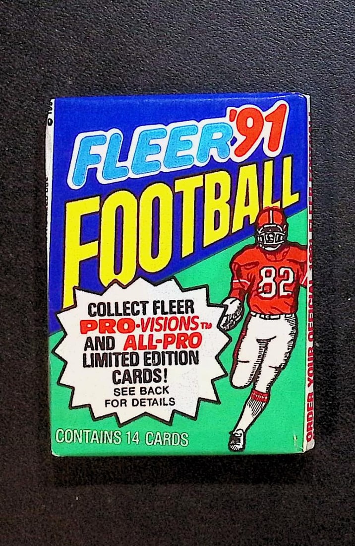 1991 Fleer Football Cards Retail Box Wax Pack Sports Cards Rookie Cards: Fleer Vintage Football NFL Trading & Sports Cards, Superbowl Memorabilia, Old Sports Cards for Sale Near Me, Emmitt Smith, Dan Marino, Joe Montana, John Elway, Valuable Auction Memorabilia Lots for Sa