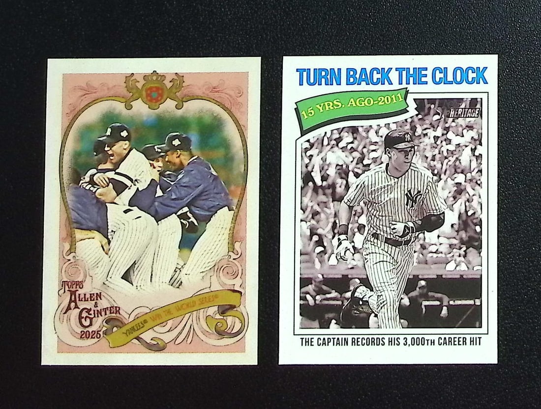 Lot of 2 Derek Jeter Topps Heritage Inserts. 2025 #SV-12 & 2026 #335. New York Yankees: Topps, Bowman, & Fanatics Baseball MLB Trading & Sports Cards, Sports Cards for Sale Near Me, World Series & Hall of Fame Players Memorabilia, Refractors, X-Fractors, Numbered, SP, SSP, Valuable