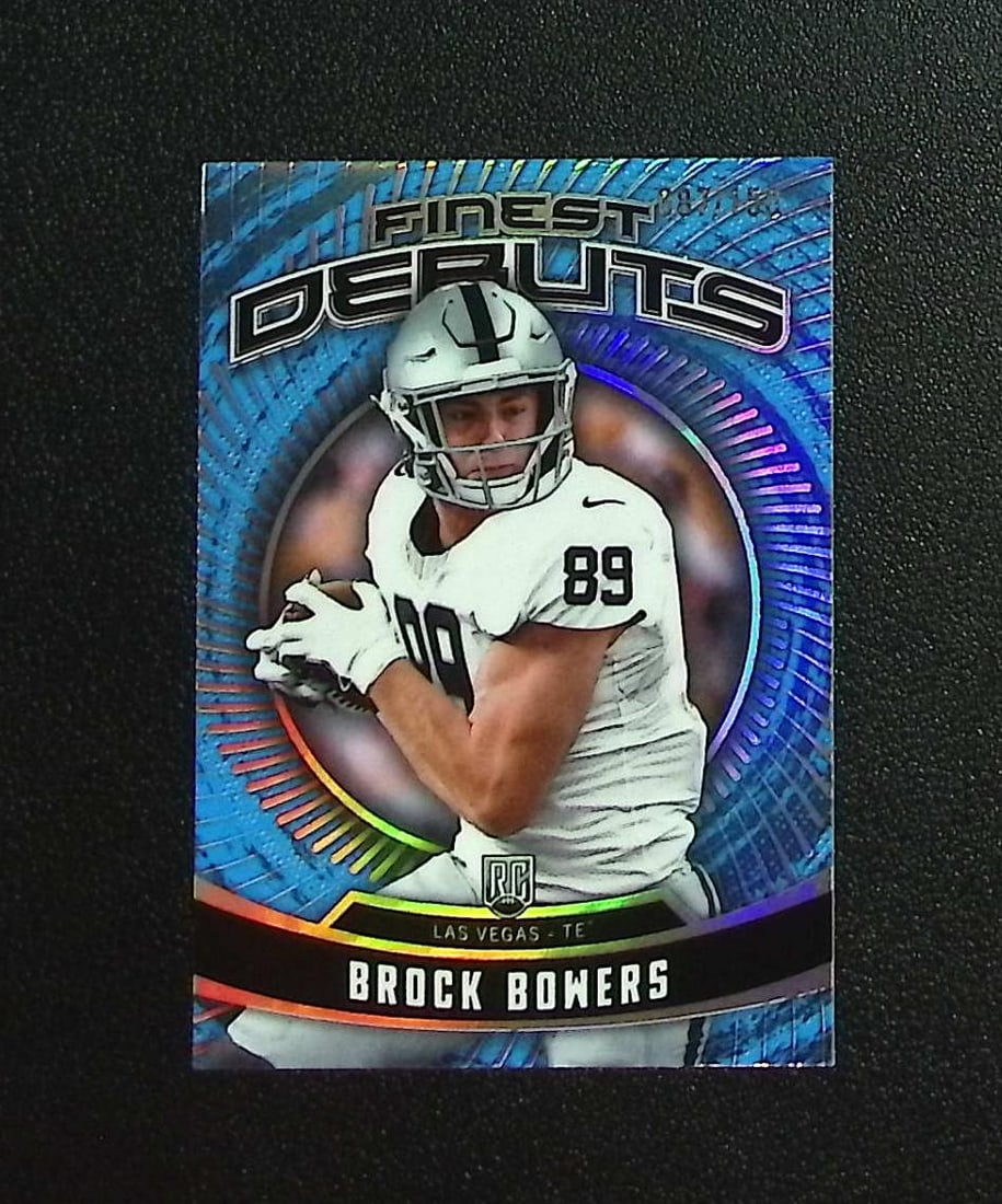 Brock Bowers Rookie Sky Blue Refractor /150 2024 Topps Finest #D-7 Las Vegas Raiders: Topps Star Wars Trading Cards, Luke Skywalker, George Lucas, Darth Vader, Han Solo, Princess Leia, Chewbacca, Movie Memorabilia Cards for Sale Near Me, Valuable Memorabilia Auction Lots Sold On Line, 