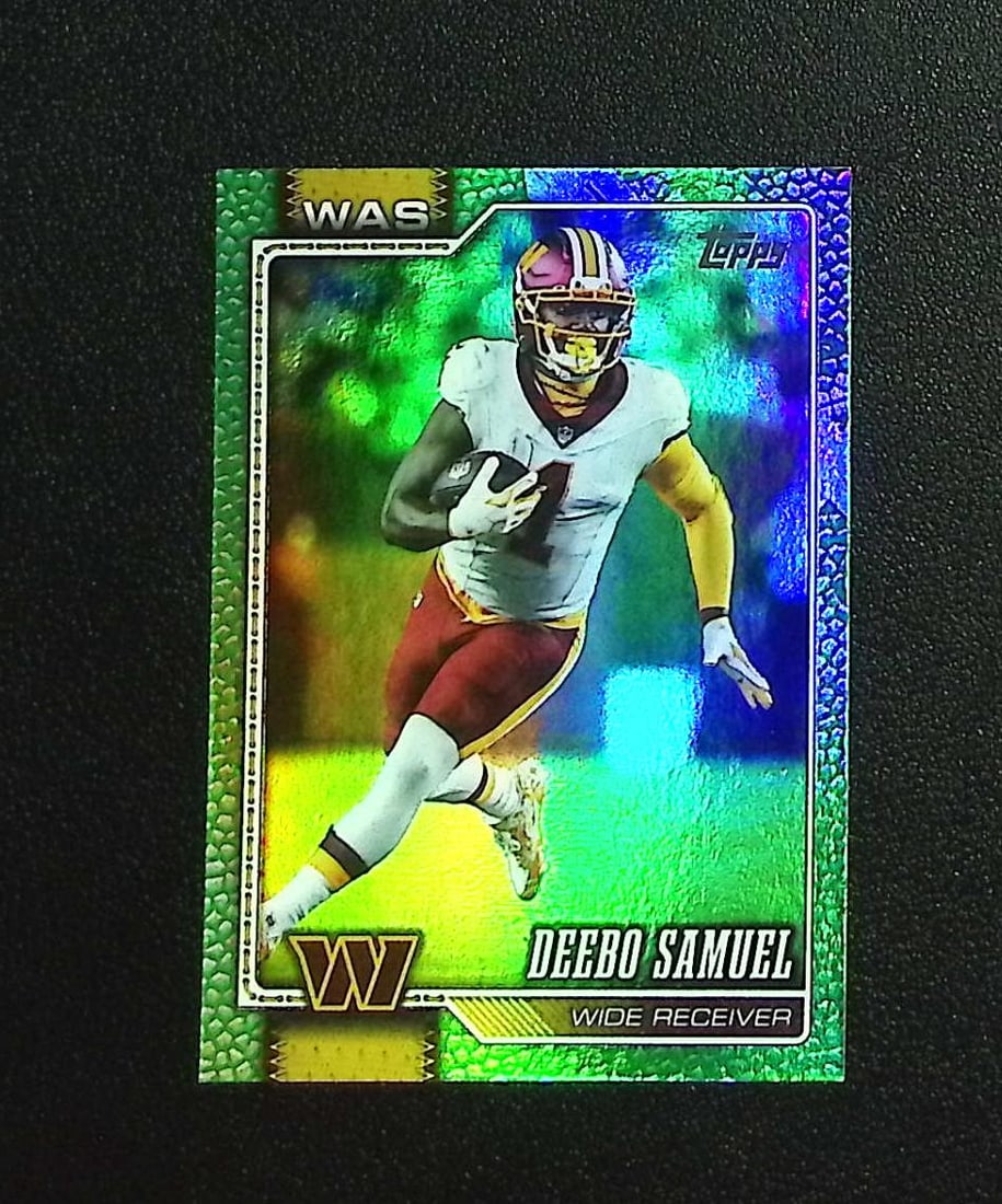 Deebo Samuel Football Leather Green /99 2026 Topps #199 Washington Commanders: Topps & Bowman Football NFL Trading Sports Cards, Sports Cards for Sale Near Me, Super Bowl & Hall of Fame Player Cards, Resurgence, Composite, SP, SSP, Valuable Auction Memorabilia Lots For Sale On L