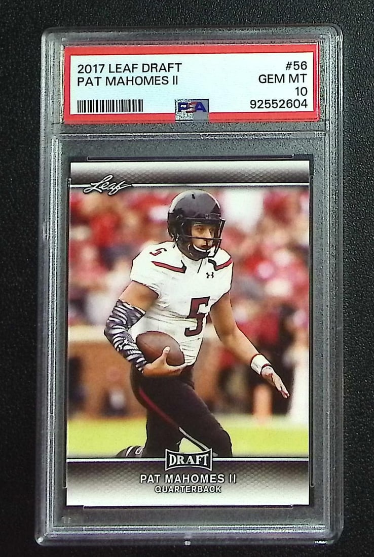 Patrick Mahomes Rookie Card 2017 Leaf Draft #56 PSA 10 Texas Tech, Chiefs (1 of 2)