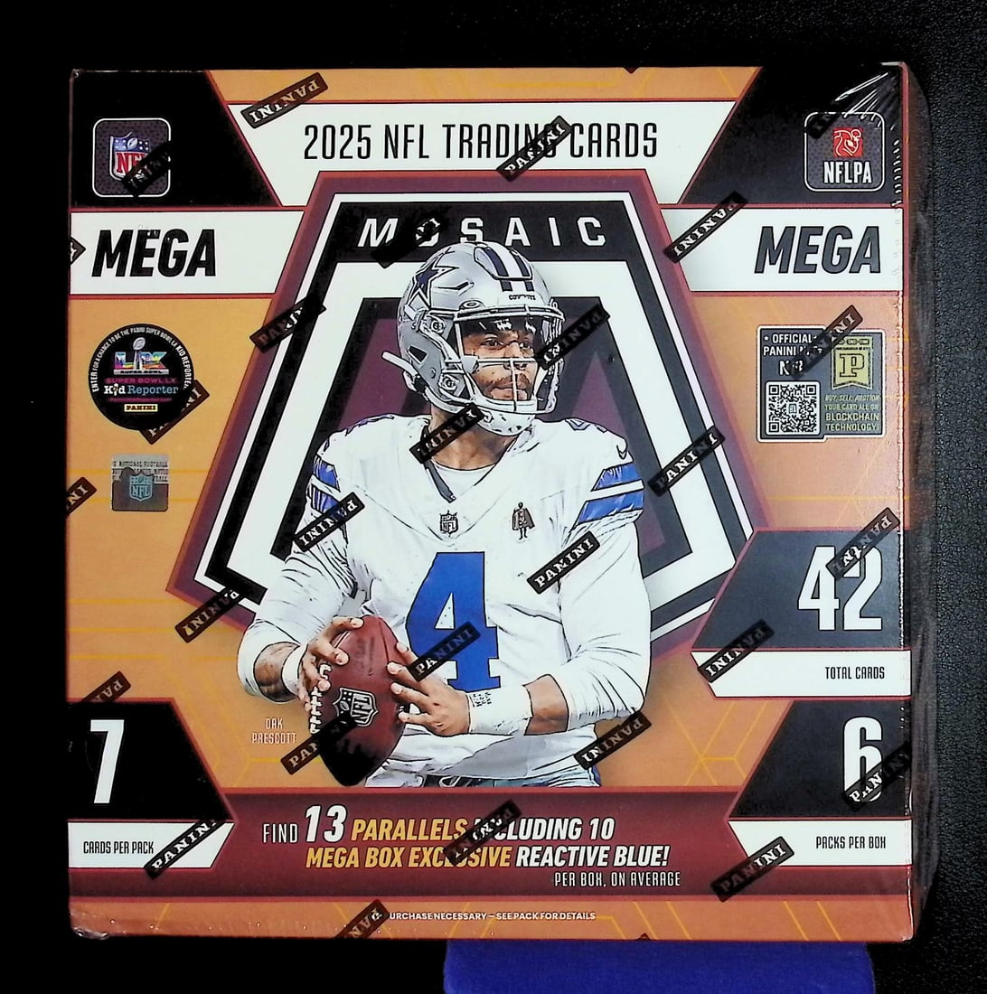 2025 Panini Mosaic Football MEGA BOX - Jaxson Dart, Cam Skattebo, Emeka Egbuka, Ashton Jeanty,: Panini Rookie Football NFL Trading & Sports Cards, Rookie Cards in This Set are Jaxson Dart, Cam Ward, Shedeur Sanders, Cam Skattebo, Travis Hunter, Football & Sports Cards for Sale Near Me, Silver, W