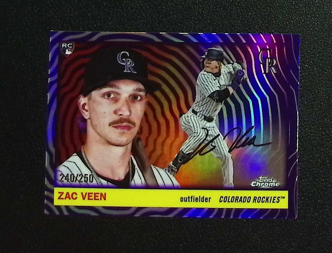 Zac Veen Rookie Card Purple Vibrations Refractor /250 2025 Topps Chrome Platinum #325: Topps, Bowman, & Fanatics Baseball MLB Trading & Sports Cards, Sports Cards for Sale Near Me, World Series & Hall of Fame Players Memorabilia, Refractors, X-Fractors, Numbered, SP, SSP, Valuable Aucti