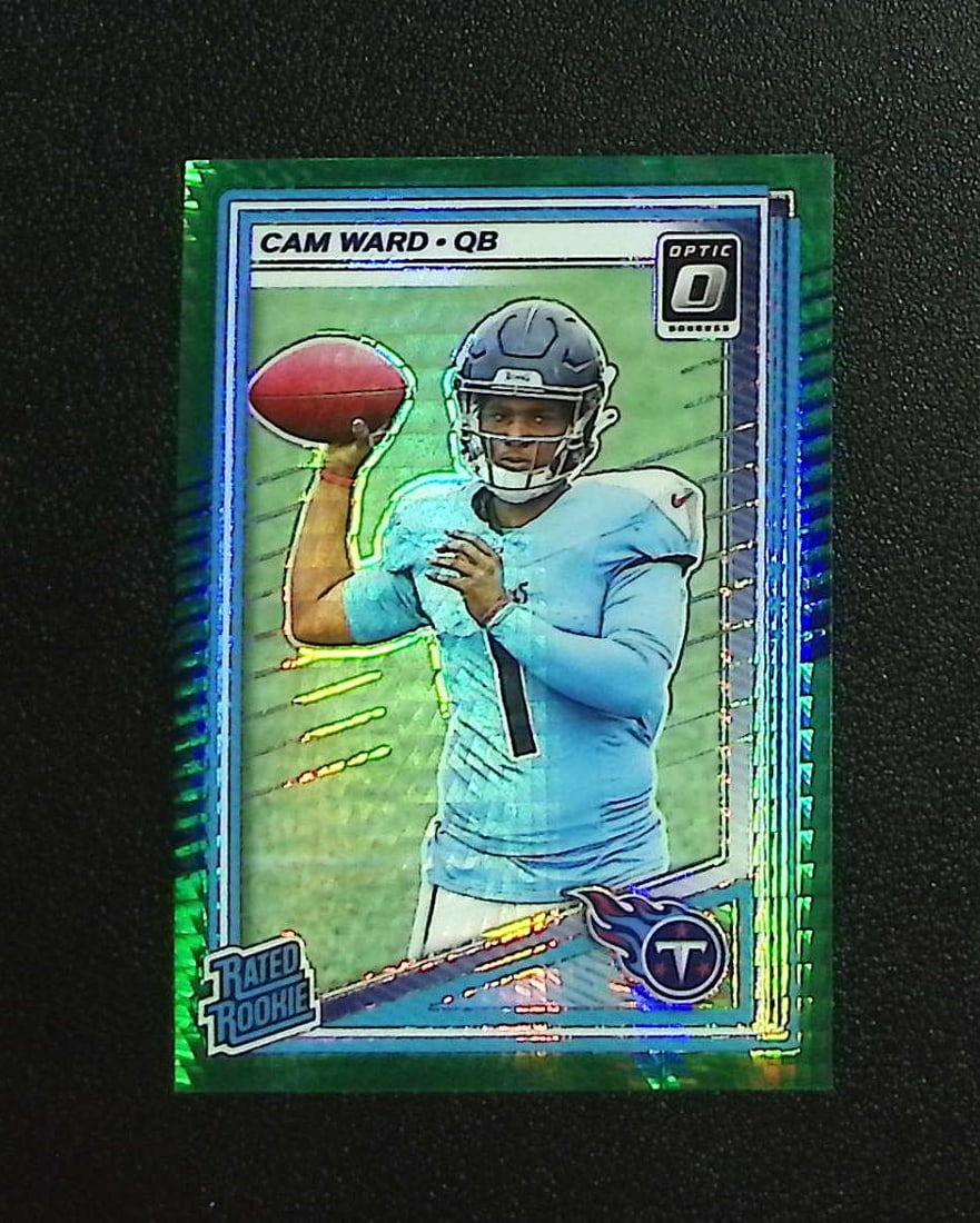 Cam Ward Rookie Green Hyper Prizm 2025 Donruss Optic #293 Tennessee Titans: Panini, Donruss Optic, & Donruss Select, Prizm, Mosaic, Contenders, Zenith, Phoenix, Illusions, Absolute, Rookie NFL Sports Trading Cards, SP, SSP, Cards, Football Cards for Sale Near Me, Superbowl & 
