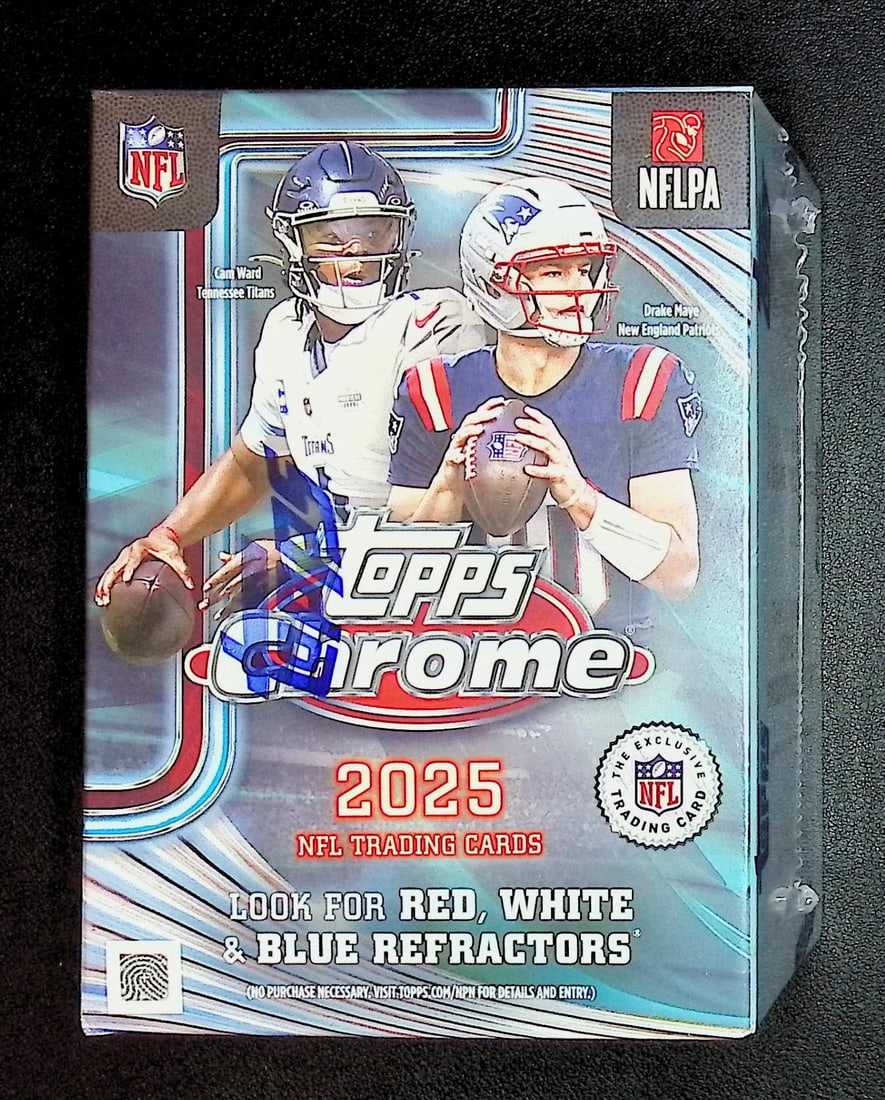 2025 Topps Chrome Football Blaster Box: Topps Football NFL Trading & Sports Cards, Refractors, Prism Refractors, X-Fractors, Sports Cards for Sale Near Me, Super Bowl & Hall of Fame Players, Autographs, SP, SSP, Valuable Auction Memorabilia