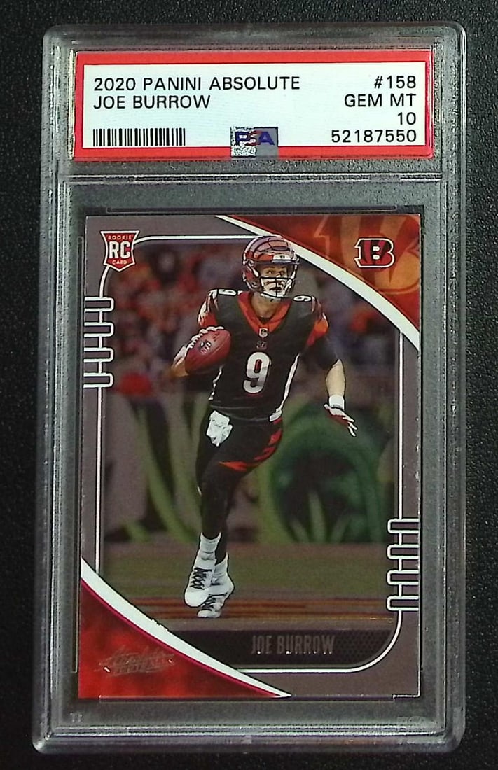 Joe Burrow Rookie Card 2020 Panini Absolute #158 PSA 10 Cicinnati Bengals (1 of 2)