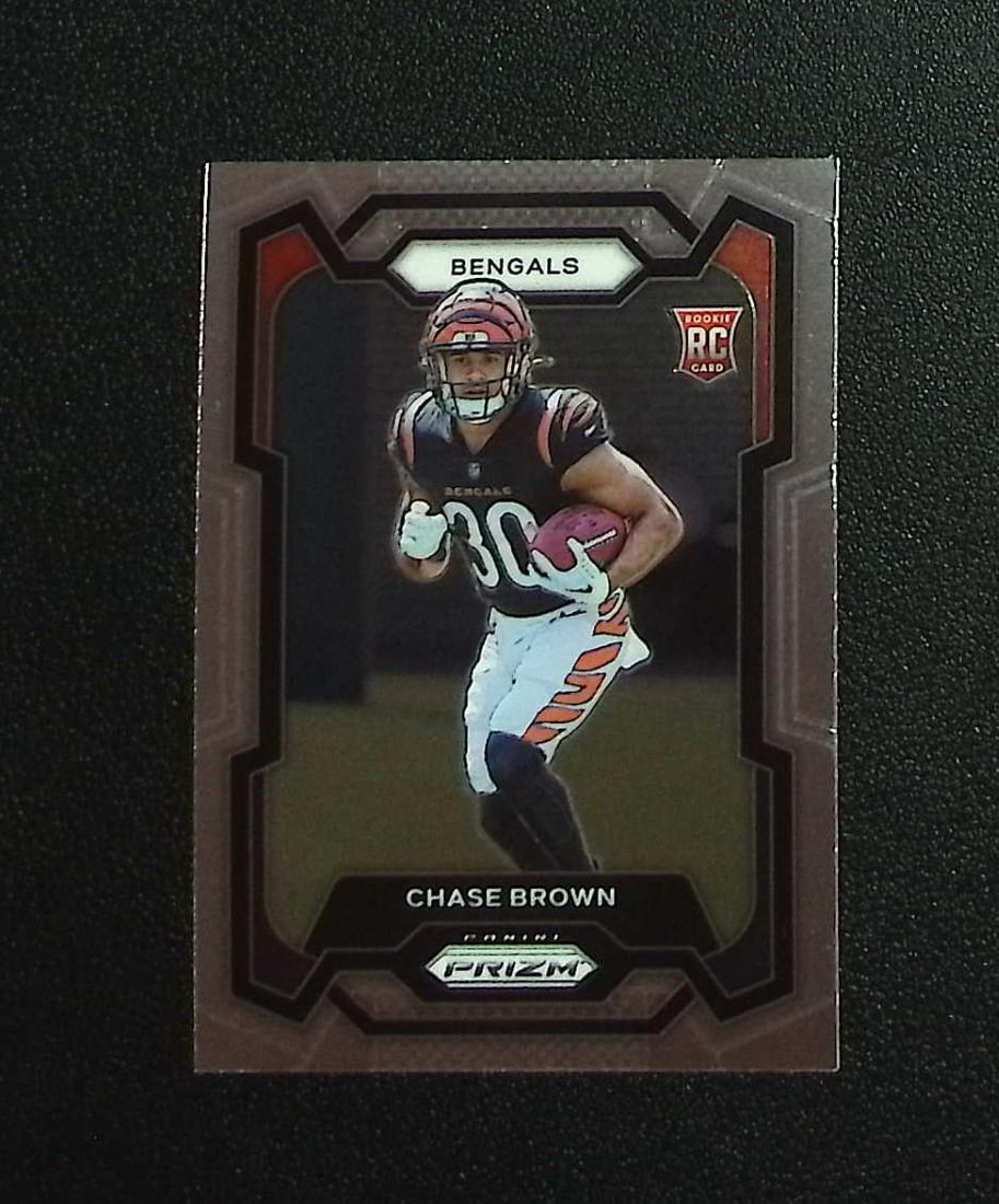 Chase Brown Rookie Card 2023 Panini Prizm #318 Cincinnati Bengals: Panini, Donruss Optic, & Donruss Select, Prizm, Mosaic, Contenders, Zenith, Phoenix, Illusions, Absolute, Rookie NFL Sports Trading Cards, SP, SSP, Cards, Football Cards for Sale Near Me, Superbowl & 