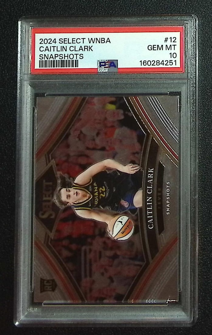 Caitlin Clark Rookie Snapshots 2024 Select WNBA #12 PSA 10 Indiana Fever: Panini, Donruss Optic, Donruss Select, Prizm, Mosaic, Contenders, Revolution, Phoenix, NBA Hoops, Rookie NFL Sports Trading Cards, Silver, SP, SSP, Wave Prizms, Numbered Cards, Basketball sports Cards