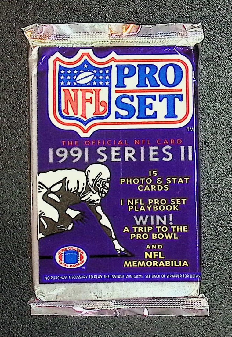 1991 Pro-Set Series 2 Vintage Football Card Factory Sealed Retail Box, Wax Pack: Pro-Set Vintage Football NFL Trading & Sports Cards, Brett Favre Rookie Card, Old Sports Cards for Sale on Line, Super Bowl and Hall of Fame Players, Valuable Auction Lots for Sale On Line, Rookie Car
