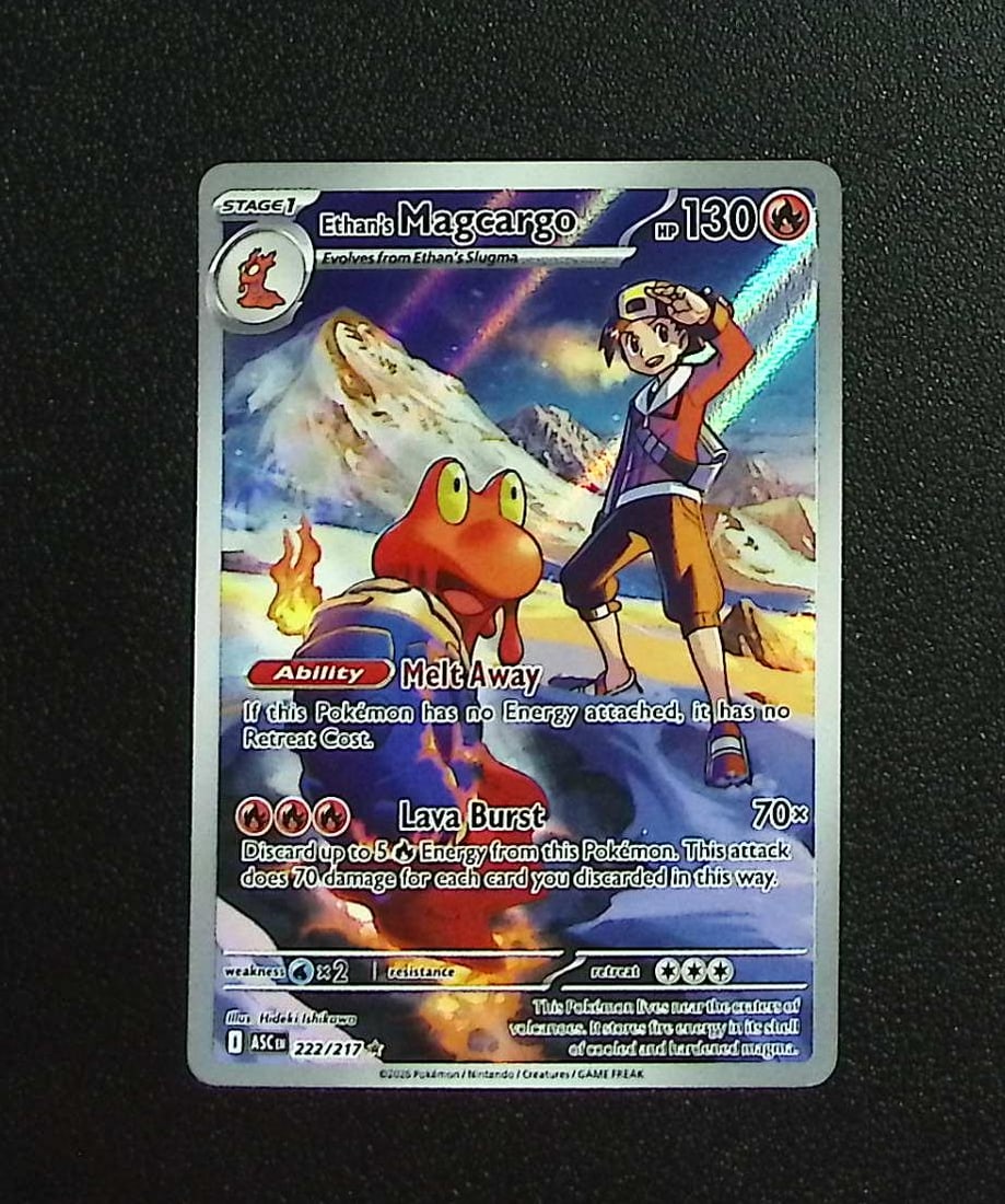 Pokemon Ascended Heroes Ethan's Magcargo Illustration Rare #222: Pokemon Trading Card Game Cards, Charizard, Pikachu, Mewtwo, Reverse Holo, Holo Rare, Secret Rare Cards, Full Art Cards, Eevee, Ultra Rare Card, Illustration Rare, Special Illustration Rare SIR