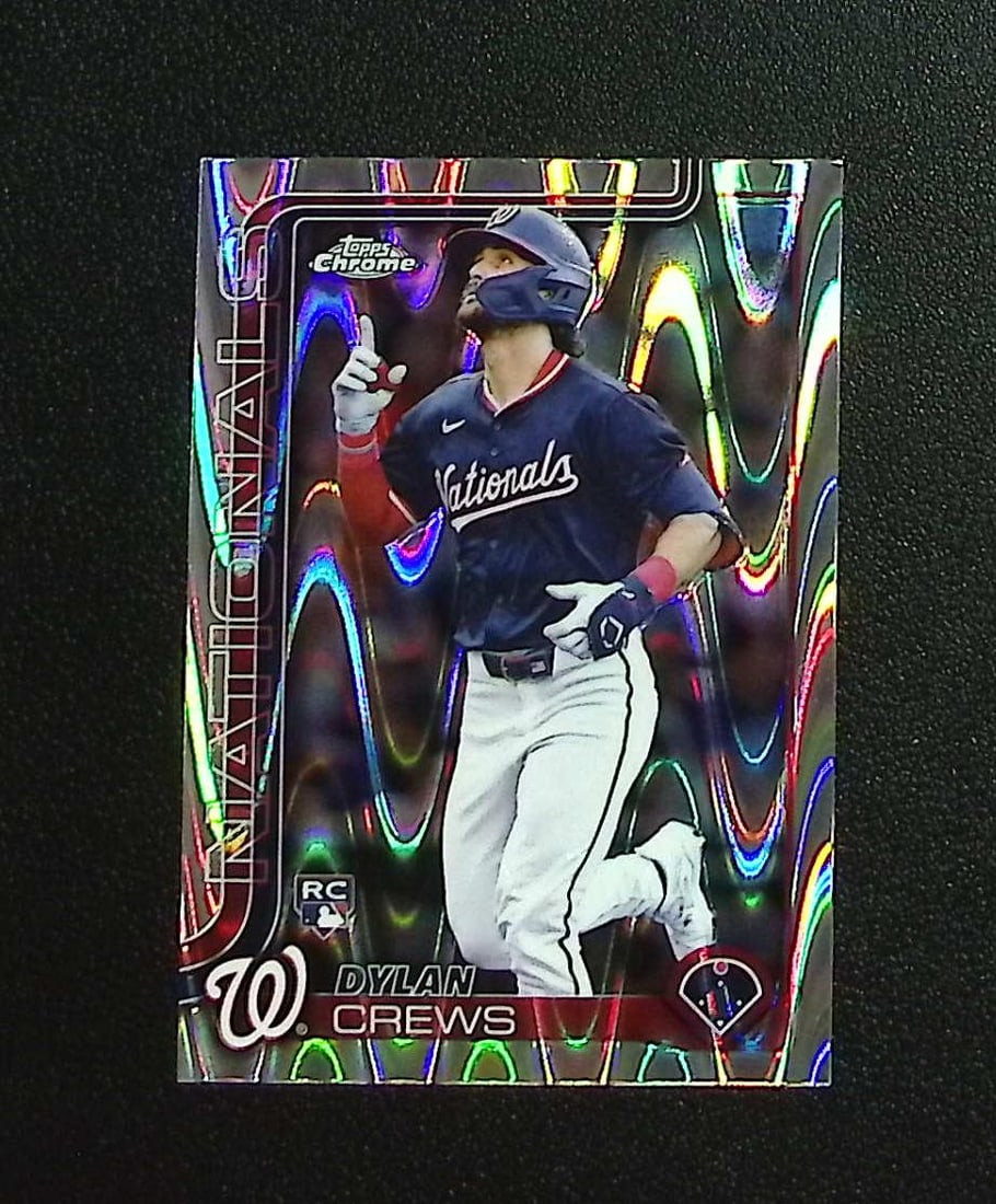 Dylan Crews Rookie Raywave Refractor 2025 Topps Chrome #146 Washington Nationals: Topps, Bowman, & Fanatics Baseball MLB Trading & Sports Cards, Sports Cards for Sale Near Me, World Series & Hall of Fame Players Memorabilia, Refractors, X-Fractors, Numbered, SP, SSP, Valuable Aucti