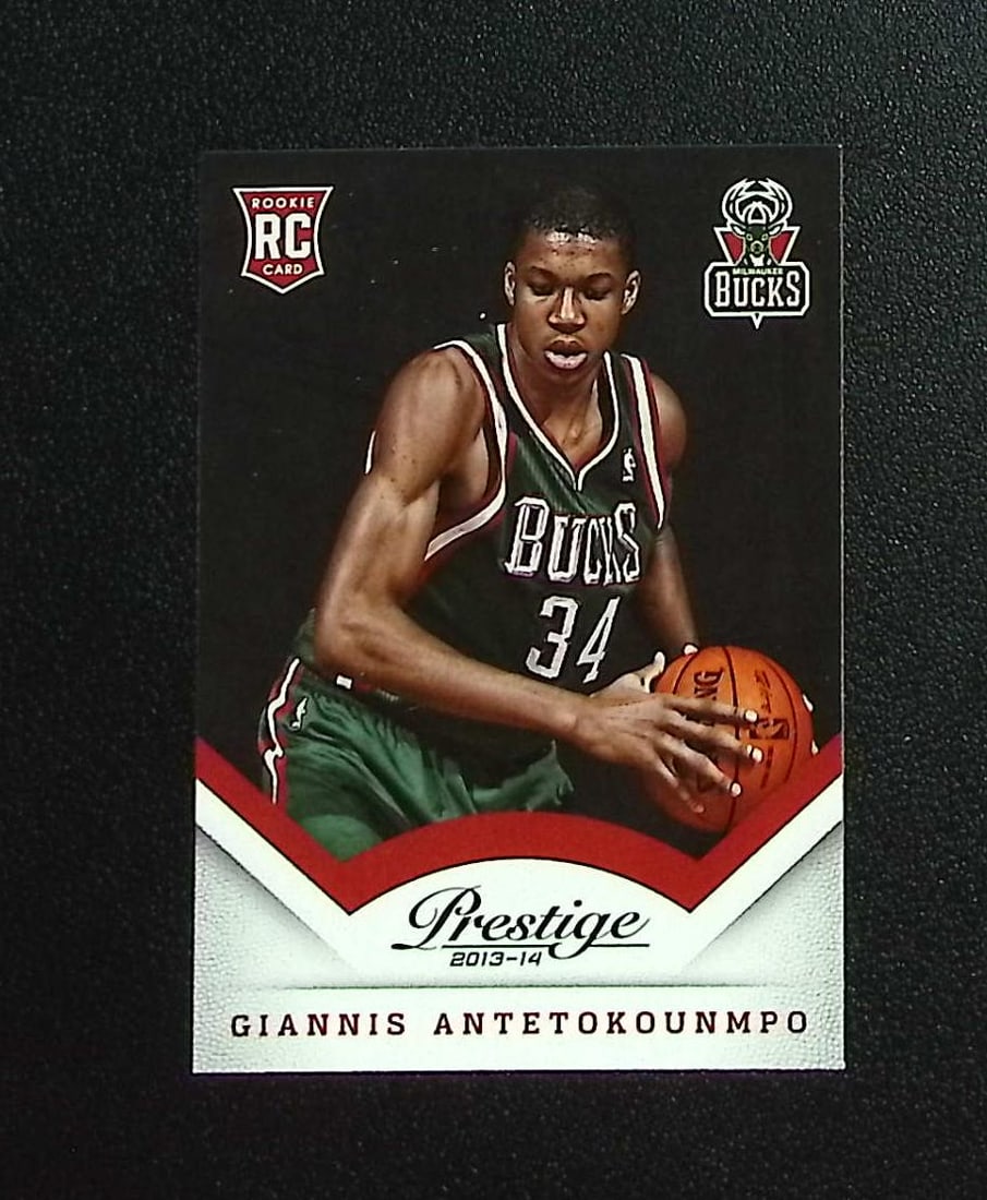 Giannis Antetokounmpo Rookie Card 2013-14 Panini Prestige #175 Bucks, Heat: Panini, Donruss Optic, Donruss Select, Prizm, Mosaic, Contenders, Revolution, Phoenix, NBA Hoops, Rookie NFL Sports Trading Cards, Silver, SP, SSP, Wave Prizms, Numbered Cards, Basketball sports Cards