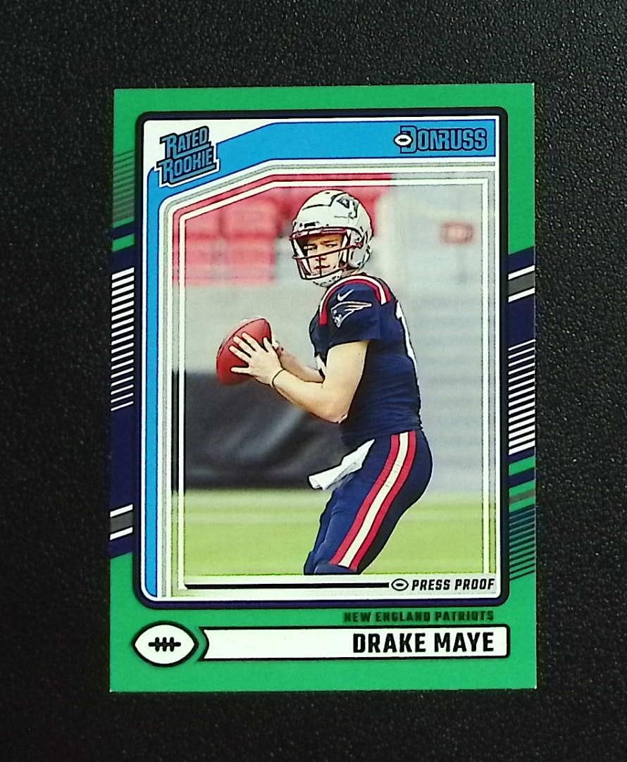 Drake Maye Rookie Green Press Proof 2024 Donruss #379 New England Patriots: Panini, Donruss Optic, & Donruss Select, Prizm, Mosaic, Contenders, Zenith, Phoenix, Illusions, Absolute, Rookie NFL Sports Trading Cards, SP, SSP, Cards, Football Cards for Sale Near Me, Superbowl & 