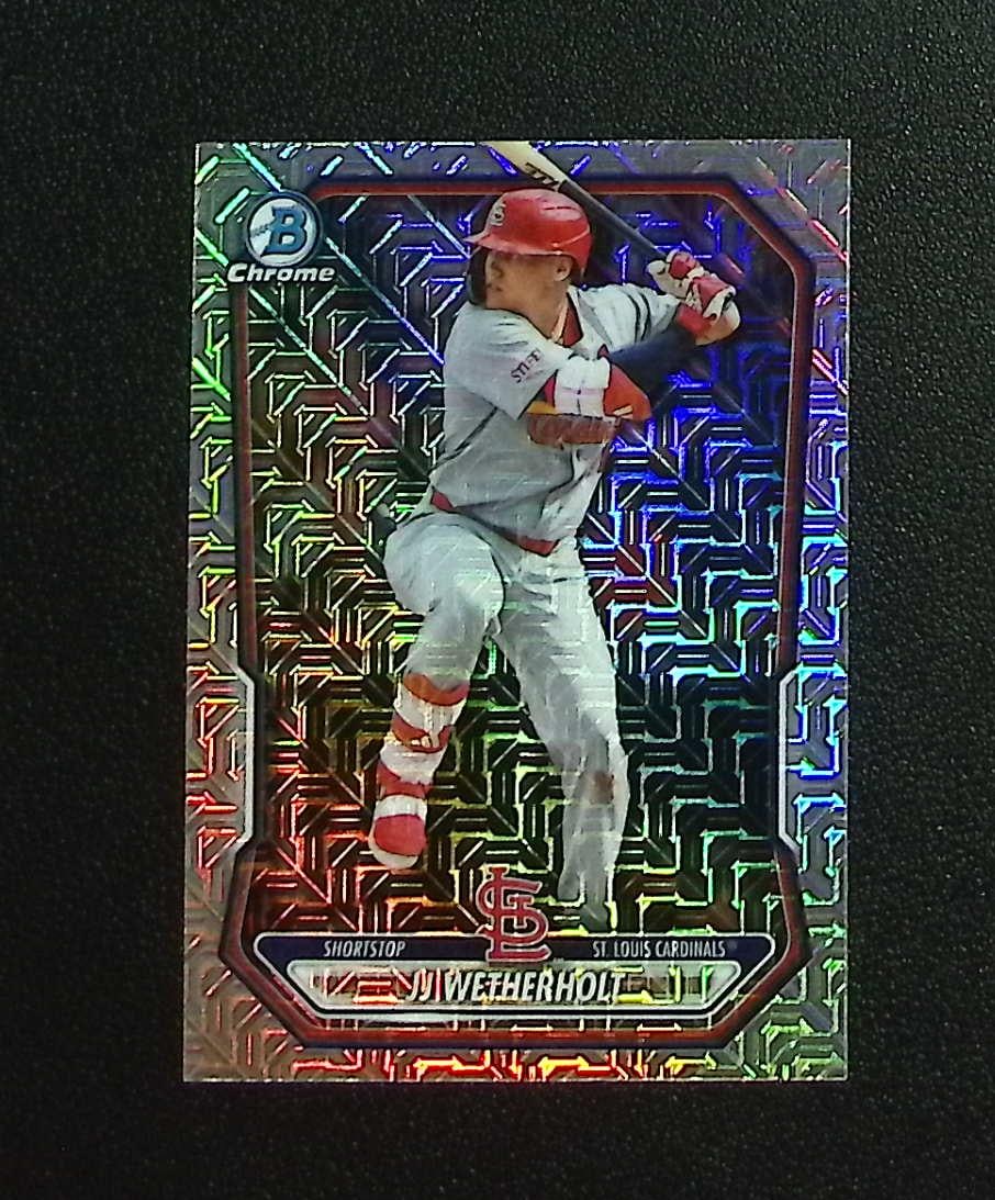 JJ Wetherholt Prospects Mojo Refractor 2026 Bowman Chrome #BCP-115 Cardinals: Topps, Bowman, & Fanatics Baseball MLB Trading & Sports Cards, Sports Cards for Sale Near Me, World Series & Hall of Fame Players Memorabilia, Refractors, X-Fractors, Numbered, SP, SSP, Valuable Aucti