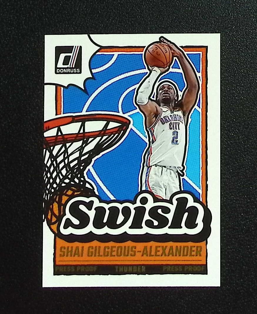 Shai Gilgeous-Alexander Swish 2024-25 Donruss #1 Oklahoma City Thunder: Panini, Donruss Optic, Donruss Select, Prizm, Mosaic, Contenders, Revolution, Phoenix, NBA Hoops, Rookie NFL Sports Trading Cards, Silver, SP, SSP, Wave Prizms, Numbered Cards, Basketball sports Cards