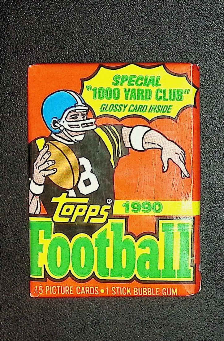 1990 Series 1 Topps Football Card Retail Box Wax Pack - Deion Sanders Rookie Card: Vintage Valuable Football NFL Trading & Sports Cards, Old Sports Cards Sold On Line, Auction Lots Sold On Line, Super Bowl and Hall of Fame Players, Dallas Cowboys, Buffalo Bills, Steelers, 49ers, Joe
