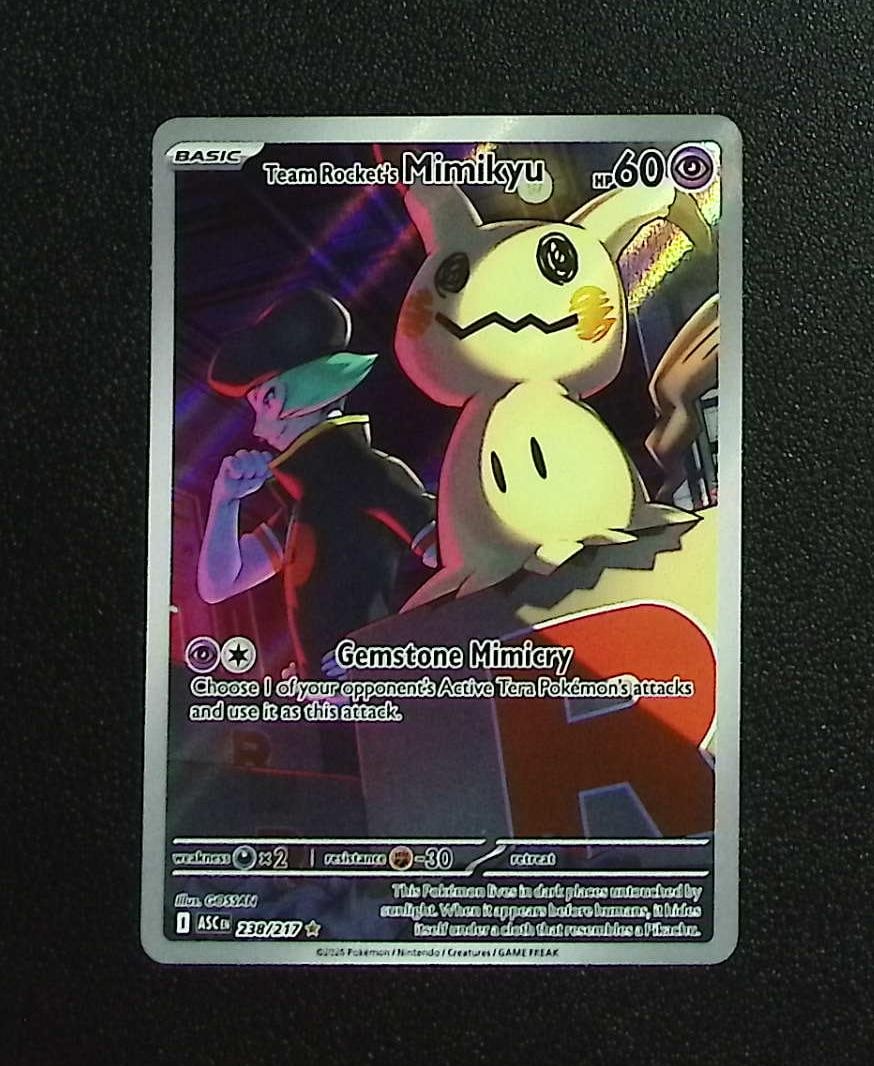 Pokemon Ascended Heroes Team Rocket's Mimikyu Illustration Rare #238: Pokemon Trading Card Game Cards, Charizard, Pikachu, Mewtwo, Reverse Holo, Holo Rare, Secret Rare Cards, Full Art Cards, Eevee, Ultra Rare Card, Illustration Rare, Special Illustration Rare SIR