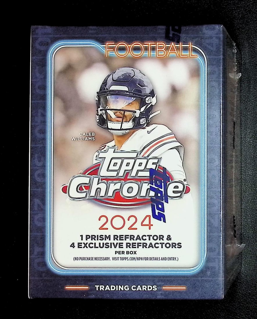 2024 Topps Chrome Football Cards Blaster Box - Drake Maye Bo Nix Jayden Daniels Rookie Cards: Topps Football NFL Trading & Sports Cards, Rookie Cards in this Set Are Drake Maye Jayden Daniels, Bo Nix, JJ McCarthy, Marvin Harrison Jr, Refractors, Prism Refractors, X-Fractors, Sports Cards for S