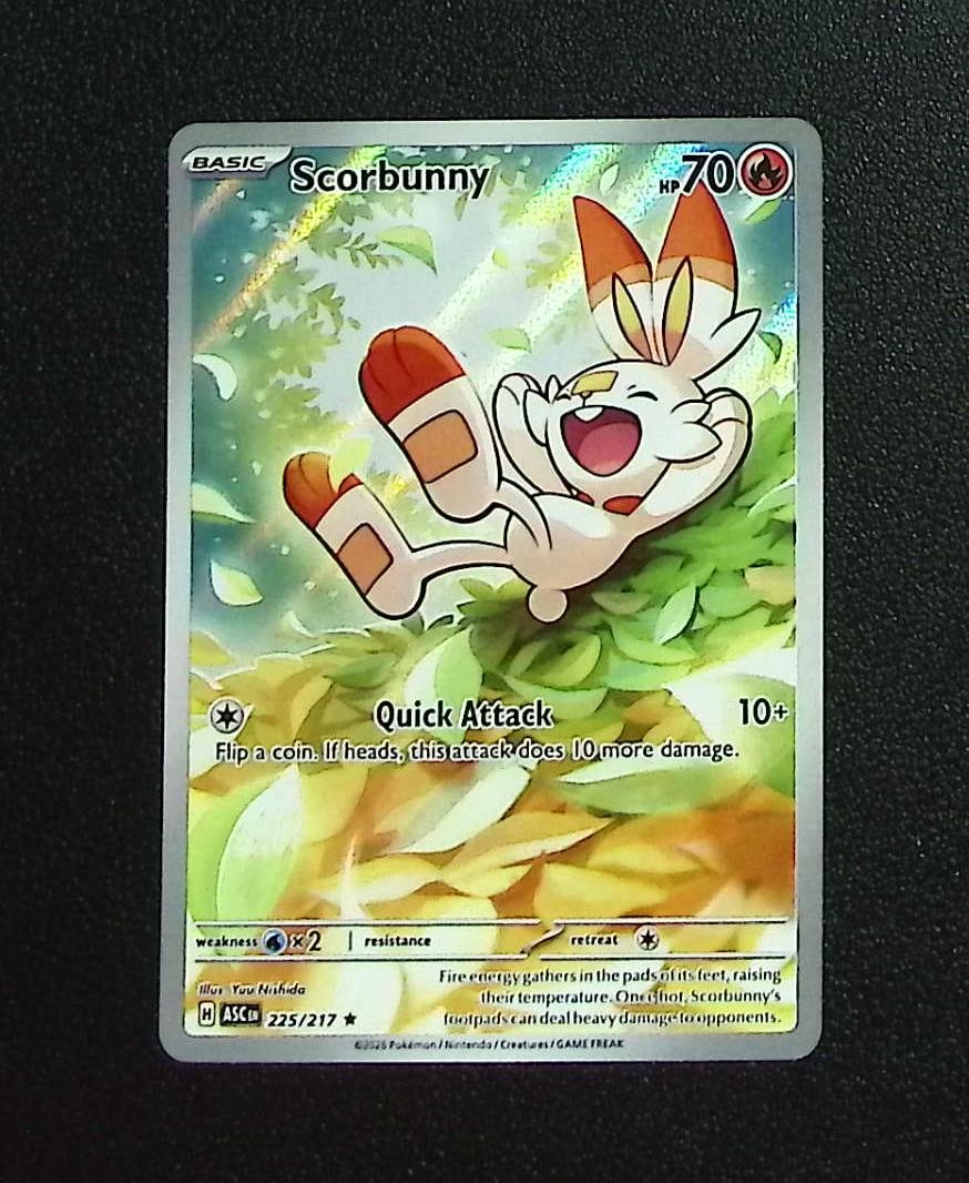 Pokemon Ascended Heroes Scorbunny Illustration Rare #225: Pokemon Trading Card Game Cards, Charizard, Pikachu, Mewtwo, Reverse Holo, Holo Rare, Secret Rare Cards, Full Art Cards, Eevee, Ultra Rare Card, Illustration Rare, Special Illustration Rare SIR