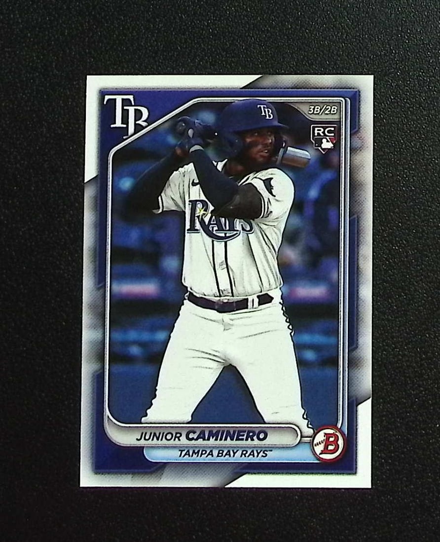 Junior Caminero Rookie Card 2024 Bowman #20 Tampa Bay Rays: Topps, Bowman, & Fanatics Baseball MLB Trading & Sports Cards, Sports Cards for Sale Near Me, World Series & Hall of Fame Players Memorabilia, Refractors, X-Fractors, Numbered, SP, SSP, Valuable Aucti