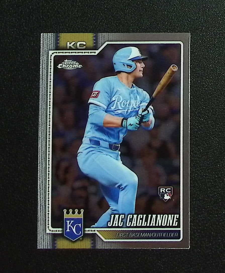 Jac Caglianone Rookie Card 2026 Topps Chrome #131 Kansas City Royals: Topps, Bowman, & Fanatics Baseball MLB Trading & Sports Cards, Sports Cards for Sale Near Me, World Series & Hall of Fame Players Memorabilia, Refractors, X-Fractors, Numbered, SP, SSP, Valuable Aucti