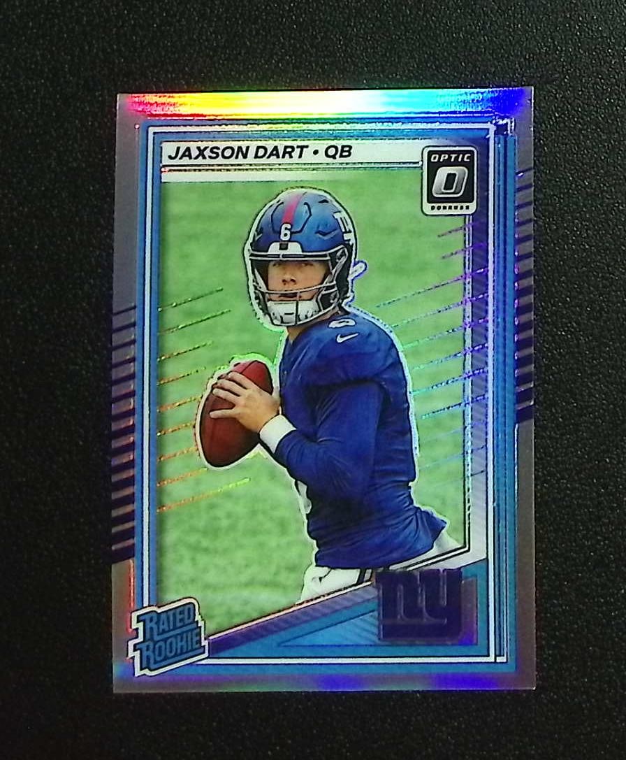 Jaxson Dart Rookie Holo Prizm 2025 Donruss Optic #273 New York Giants: Panini, Donruss Optic, & Donruss Select, Prizm, Mosaic, Contenders, Zenith, Phoenix, Illusions, Absolute, Rookie NFL Sports Trading Cards, SP, SSP, Cards, Football Cards for Sale Near Me, Superbowl & 