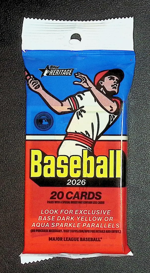 2026 Topps Heritage Series 1 Baseball HANGER VALUE FAT PACK: Factory Sealed Topps Baseball MLB Trading & Sports Cards, Speckled, SP, SSP, Variations, Autographs, Chrome, Refractors, 1976 Topps, Sports Cards for Sale Near Me, Valuable Auction Lots for Sale on Li