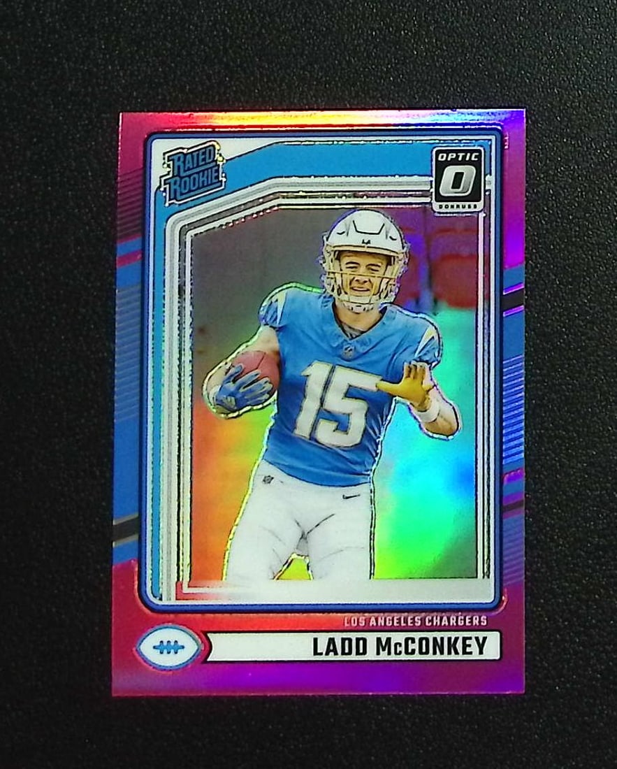 Ladd McConkey Rookie Pink Prizm 2024 Donruss Optic Preview #328 LA Chargers: Panini, Donruss Optic, & Donruss Select, Prizm, Mosaic, Contenders, Zenith, Phoenix, Illusions, Absolute, Rookie NFL Sports Trading Cards, SP, SSP, Cards, Football Cards for Sale Near Me, Superbowl & 