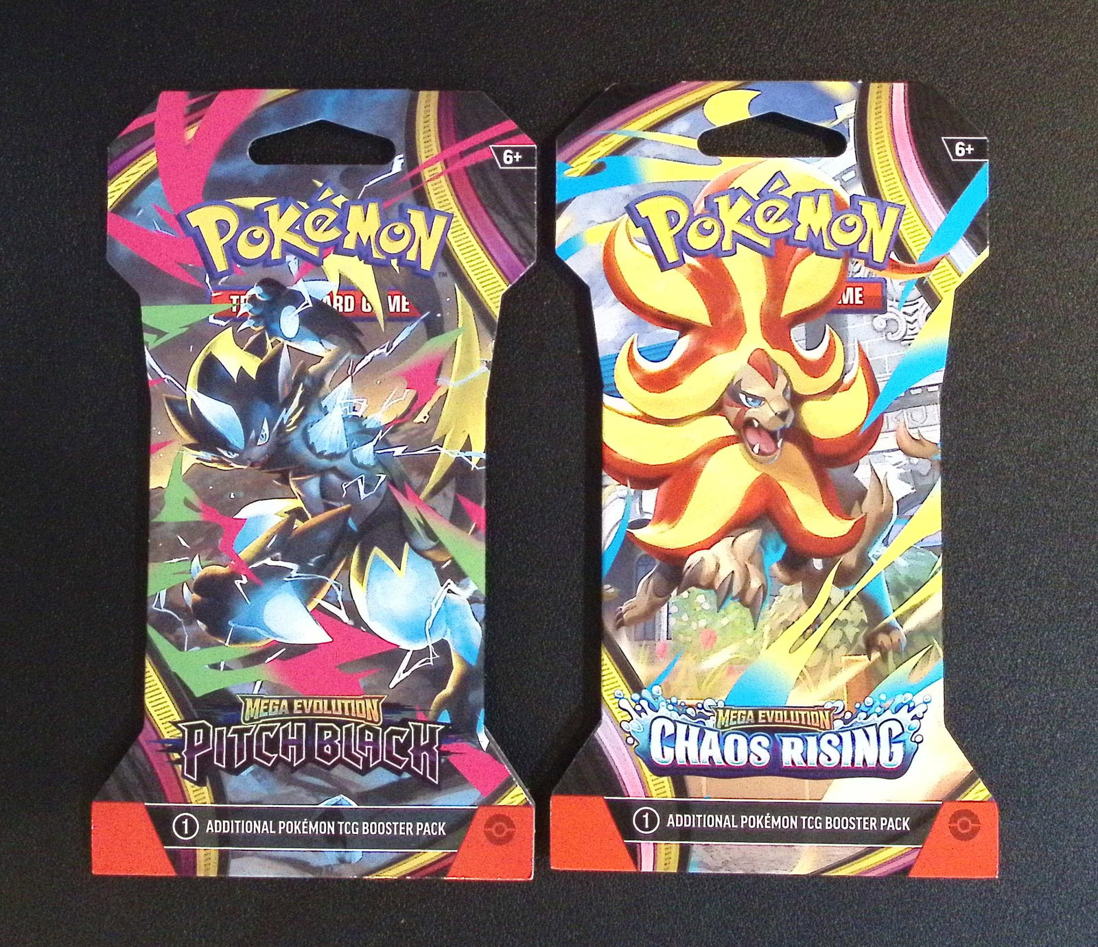 Lot of 2 Pokemon Sleeved Booster Packs. 1 Pitch Black & 1 Chaos Rising: Pokemon Trading Card Game Cards, Charizard, Pikachu, Mewtwo, Reverse Holo, Holo Rare, Secret Rare Cards, Full Art Cards, Eevee, Ultra Rare Card, Illustration Rare, Special Illustration Rare SIR