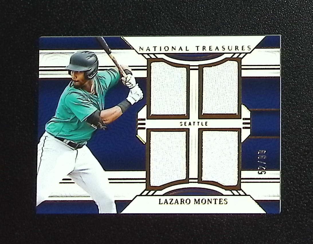 Lazaro Montes Quad Patch /99 2024 Panini National Treasures #GSQ-LM Mariners: Panini, Donruss, & Donruss Optic Baseball MLB Trading & Sports Cards, Sports Cards for Sale Near Me, Prizm, Mosaic, Select, SP, SSP, Auction Memorabilia Lots for Sale On Line, World Series & Hall of F