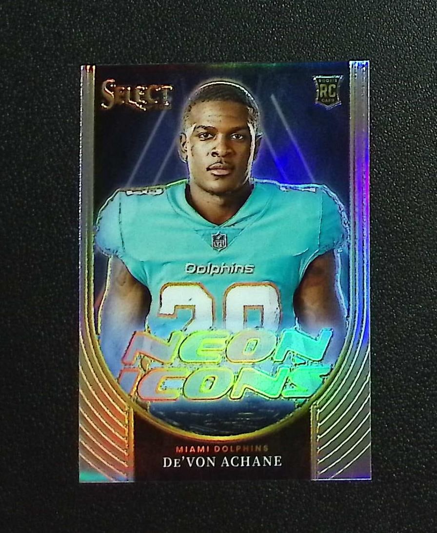 De'Von Achane Rookie Neon Icons Silver Prizm 2023 Select #NI-DAC Miami Dolphins: Panini, Donruss Optic, & Donruss Select, Prizm, Mosaic, Contenders, Zenith, Phoenix, Illusions, Absolute, Rookie NFL Sports Trading Cards, SP, SSP, Cards, Football Cards for Sale Near Me, Superbowl & 