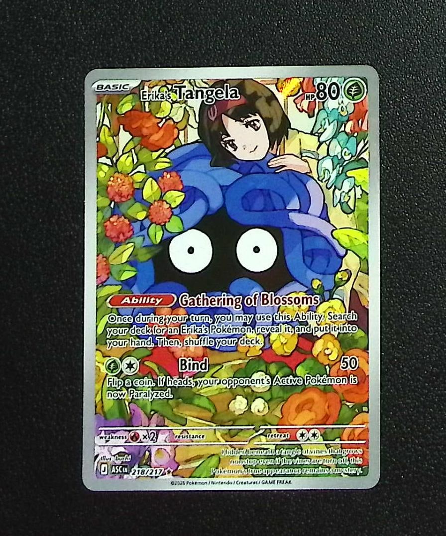 Pokemon Ascended Heroes Erika's Tangela Illustration Rare #218: Pokemon Trading Card Game Cards, Charizard, Pikachu, Mewto, EX, Referse Holo, Holo Rare Cards, Secret Rare Cards, Full Art Cards, Evee, 3 Stars Ultra Rare Cards, Double Rare, Illustration Rare, Specia