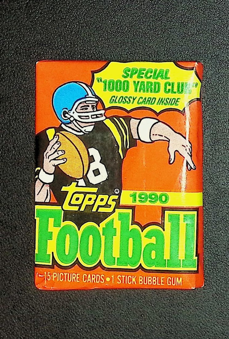 1990 Series 1 Topps Football Card Retail Box Wax Pack - Deion Sanders Rookie Card: Vintage Valuable Football NFL Trading & Sports Cards, Old Sports Cards Sold On Line, Auction Lots Sold On Line, Super Bowl and Hall of Fame Players, Dallas Cowboys, Buffalo Bills, Steelers, 49ers, Joe