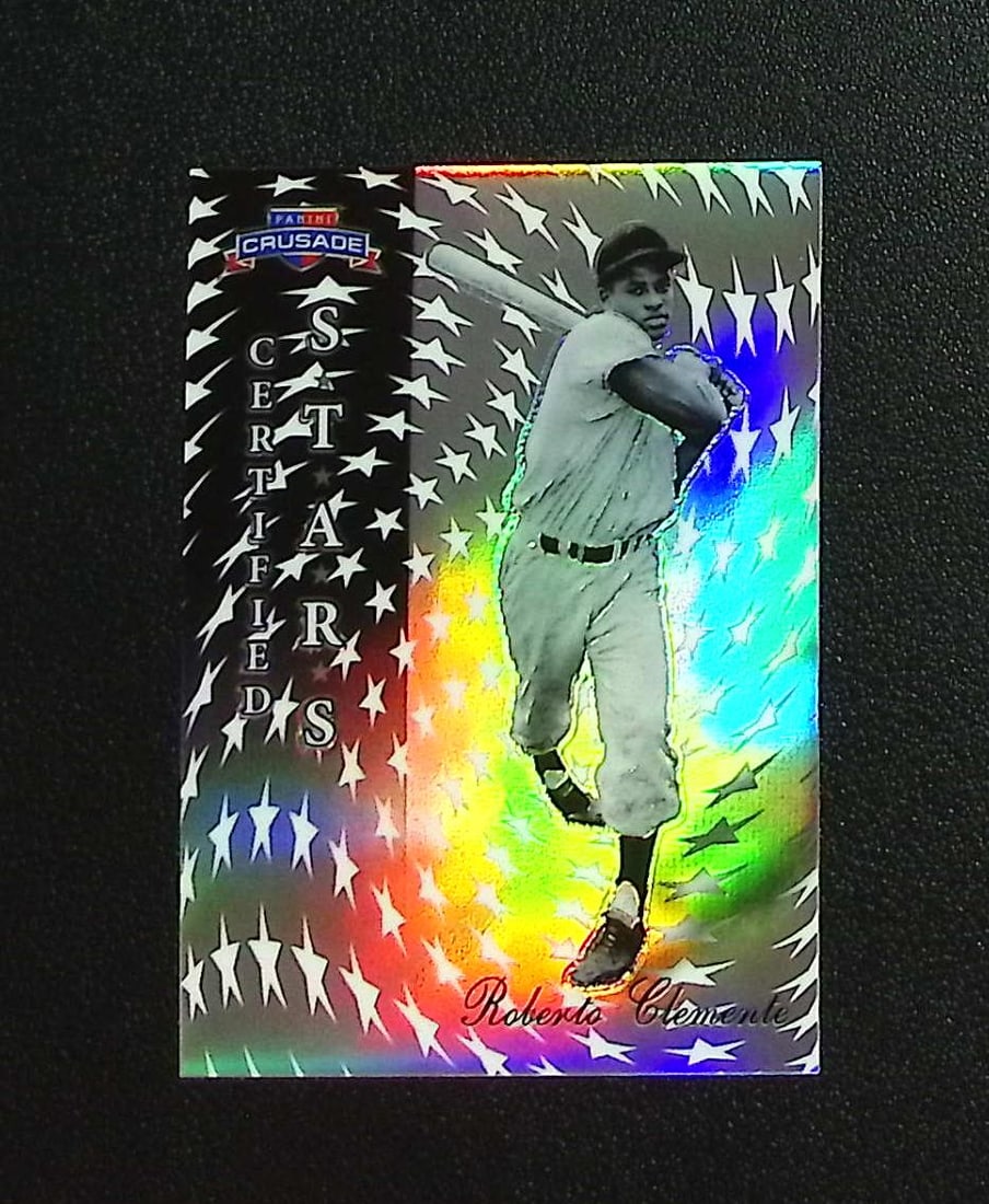 Roberto Clemente Certified Stars Prizm 2025 Panini Crusade #6 Pittsburgh Pirates: Panini, Donruss, & Donruss Optic Baseball MLB Trading & Sports Cards, Sports Cards for Sale Near Me, Prizm, Mosaic, Select, SP, SSP, Auction Memorabilia Lots for Sale On Line, World Series & Hall of