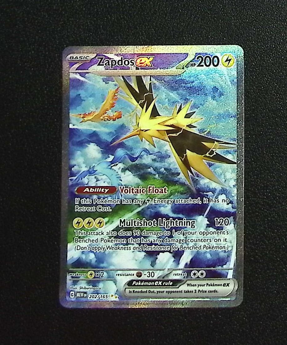 Pokemon Scarlet & Violet 151 Zapdos Ex Special Illustration Rare #202: Pokemon Trading Card Game Cards, Charizard, Pikachu, Mewtwo, Reverse Holo, Holo Rare, Secret Rare Cards, Full Art Cards, Eevee, Ultra Rare Card, Illustration Rare, Special Illustration Rare SIR