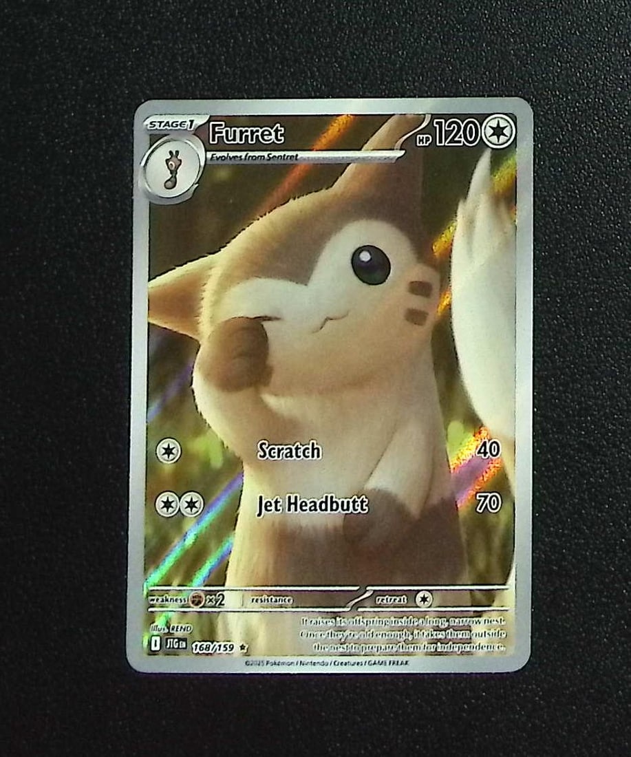 Pokemon Journey Together Furret Illustration Rare #168: Pokemon Trading Card Game Cards, Charizard, Pikachu, Mewtwo, Reverse Holo, Holo Rare, Secret Rare Cards, Full Art Cards, Eevee, Ultra Rare Card, Illustration Rare, Special Illustration Rare SIR