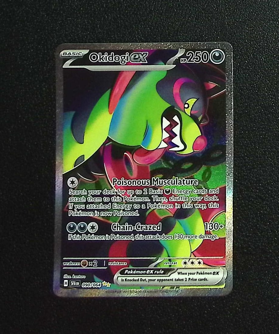 Pokemon Shrouded Fable Okidogi Special Illustration Rare #90: Pokemon Trading Card Game Cards, Charizard, Pikachu, Mewtwo, Reverse Holo, Holo Rare, Secret Rare Cards, Full Art Cards, Eevee, Ultra Rare Card, Illustration Rare, Special Illustration Rare SIR