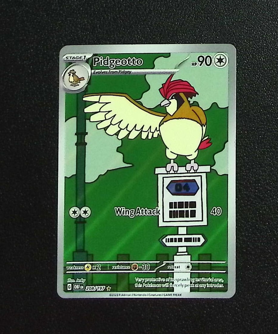 Pokemon Obsidian Flames Pidgeotto Illustration Rare #208: Pokemon Trading Card Game Cards, Charizard, Pikachu, Mewtwo, Reverse Holo, Holo Rare, Secret Rare Cards, Full Art Cards, Eevee, Ultra Rare Card, Illustration Rare, Special Illustration Rare SIR