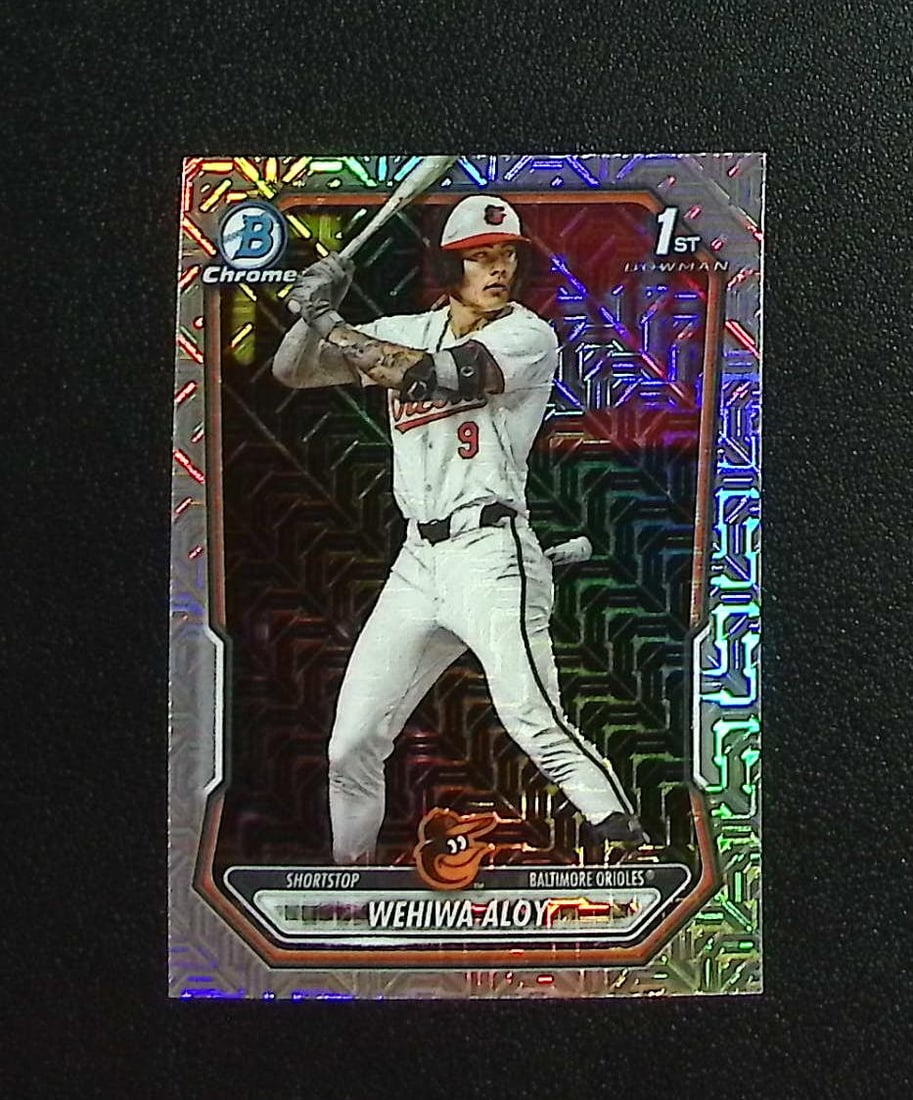 Wehiwa Aloy 1st Bowman Mojo Refractor 2026 Bowman #BCP-135 Baltimore Orioles: Topps, Bowman, & Fanatics Baseball MLB Trading & Sports Cards, Sports Cards for Sale Near Me, World Series & Hall of Fame Players Memorabilia, Refractors, X-Fractors, Numbered, SP, SSP, Valuable Aucti