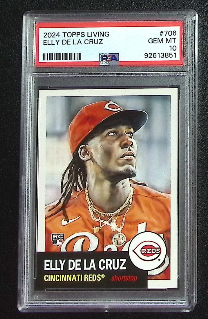 Elly De La Cruz Rookie Card 2024 Topps Living #706 PSA 10 Cincinnati Reds: Topps, Bowman, & Fanatics Baseball MLB Trading & Sports Cards, Sports Cards for Sale Near Me, World Series & Hall of Fame Players Memorabilia, Refractors, X-Fractors, Numbered, SP, SSP, Valuable Aucti