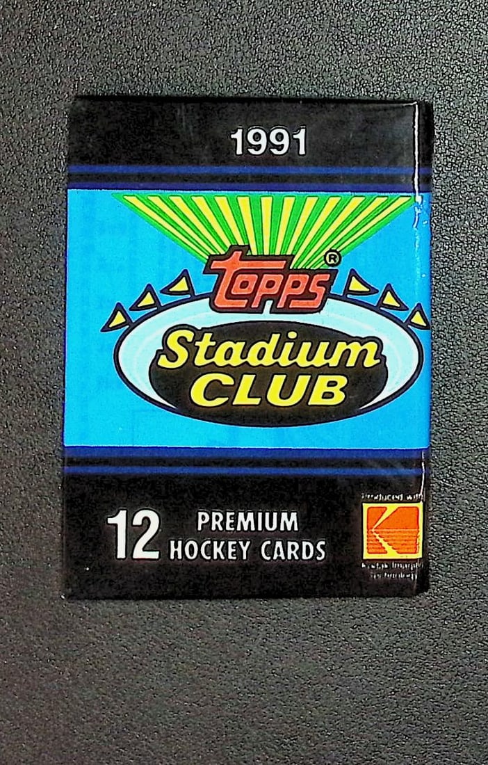1991 Topps STADIUM CLUB Hockey Cards Retail Box Wax Pack NHL Trading Cards: Topps Vintage Hockey NHL Trading & Sports Cards, Brett Hull, Ray Bourque, Patrick Roy, Mario Lemieux, Wayne Gretzky, Old Sports Cards for Sale Near Me, Stanley Cup & Hall of Fame Players, Valuable Auc
