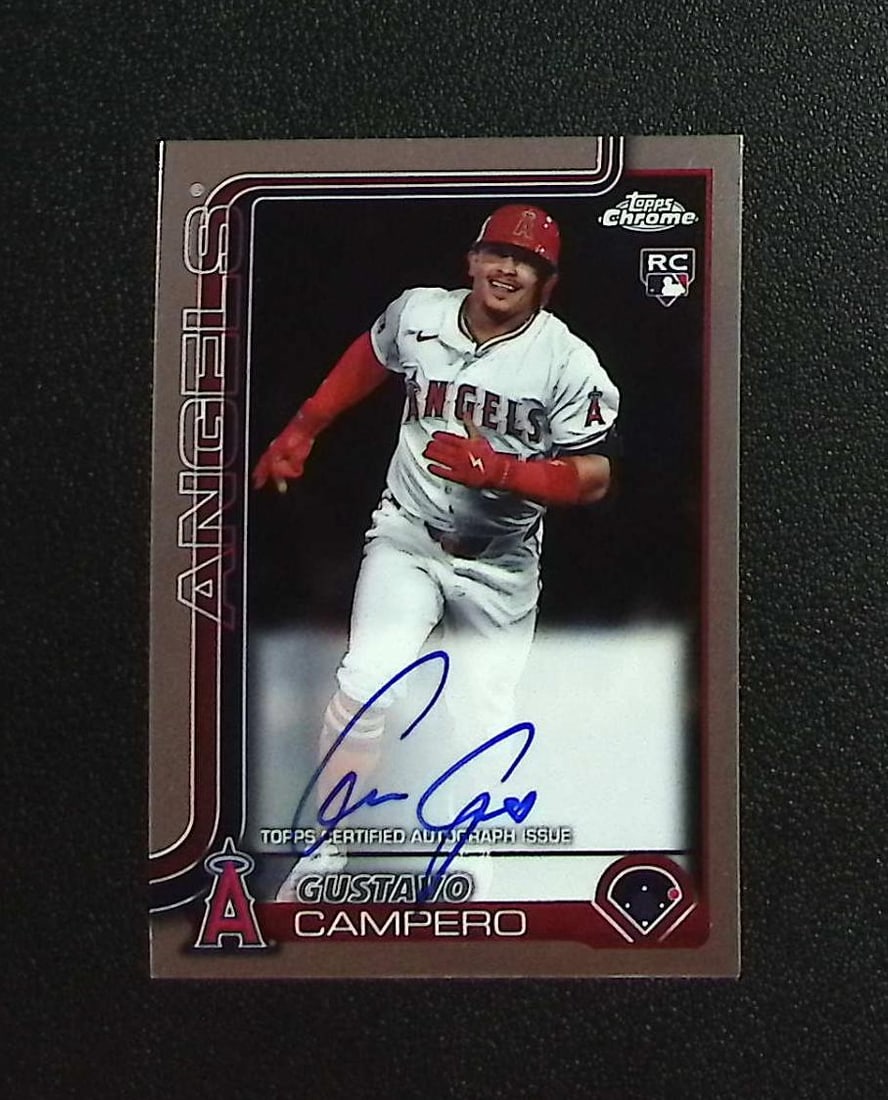 Gustavo Campero Rookie Auto 2025 Topps Chrome #RA-GCA Los Angeles Angels: Topps, Bowman, & Fanatics Baseball MLB Trading & Sports Cards, Sports Cards for Sale Near Me, World Series & Hall of Fame Players Memorabilia, Refractors, X-Fractors, Numbered, SP, SSP, Valuable Aucti