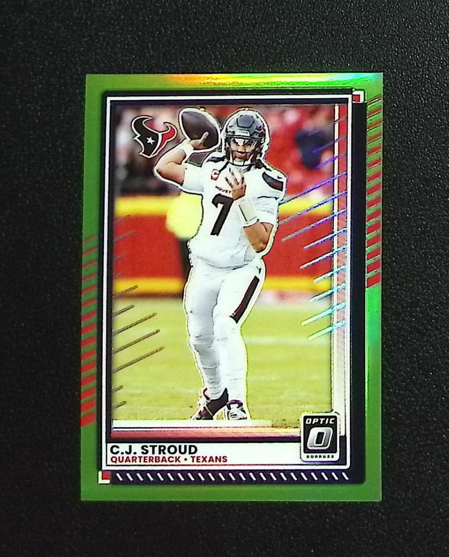 Cj Stroud Lime Green Prizm /50 2025 Donruss Optic #162 Houston Texans: Panini, Donruss Optic, & Donruss Select, Prizm, Mosaic, Contenders, Zenith, Phoenix, Illusions, Absolute, Rookie NFL Sports Trading Cards, SP, SSP, Cards, Football Cards for Sale Near Me, Superbowl & 